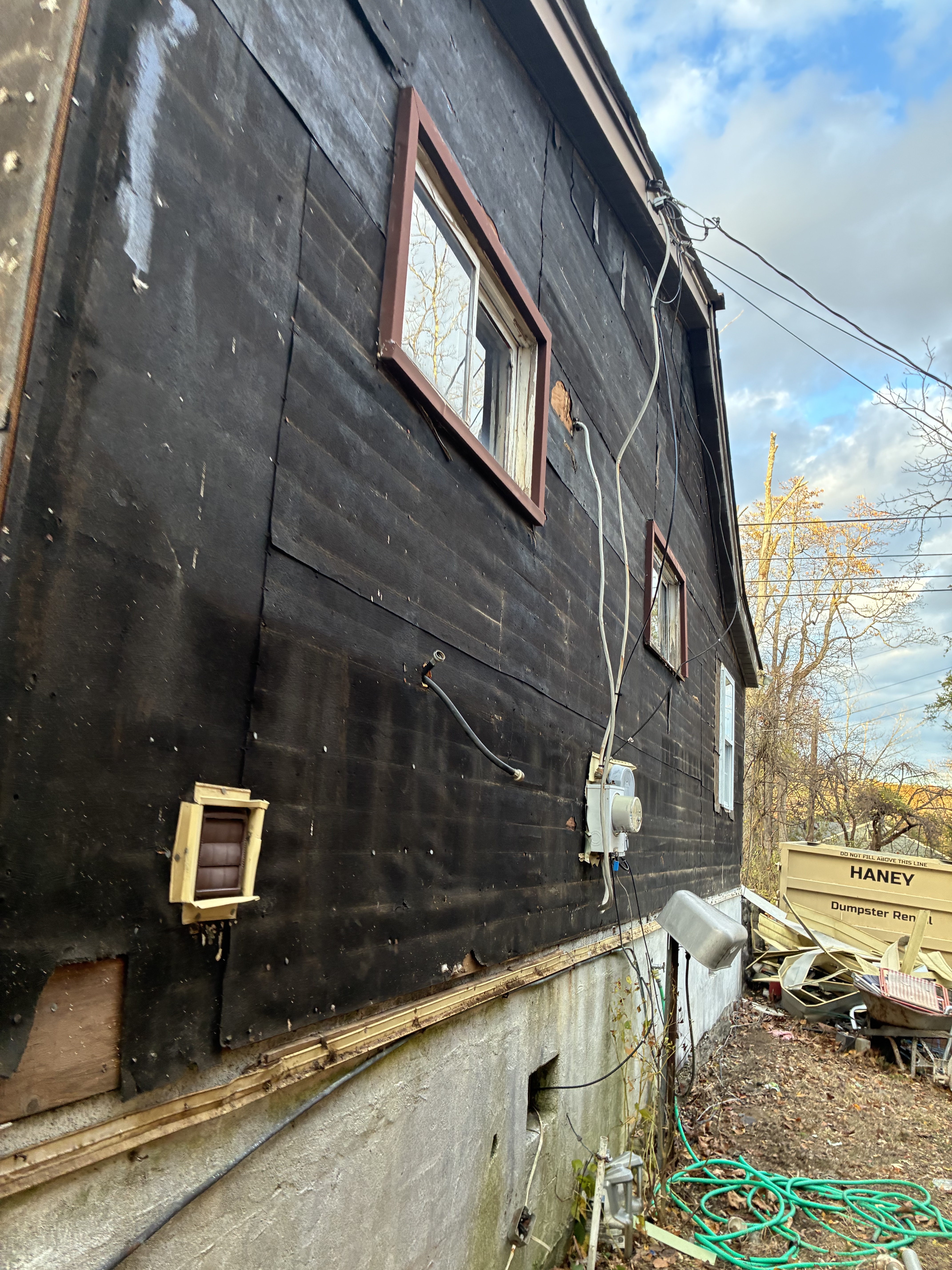 House after siding removal